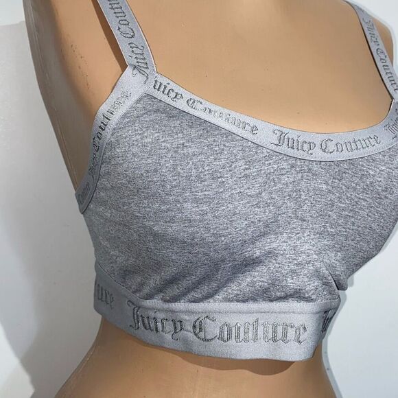 Juicy Couture Women's Gray Heather Spell Out Non-Wire Stretch Brallette Medium - Picture 2 of 9